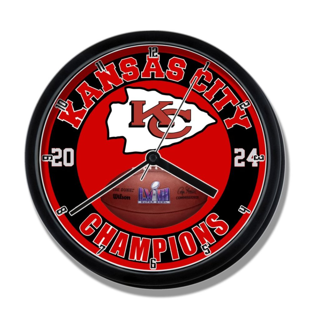 Kansas City Chiefs 2024 Super Bowl Champions CLOCK NEW